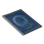 Falsches Blau-Denim-gestepptes Buchstabe Q Name Mo Notizblock (Rechte Seite)