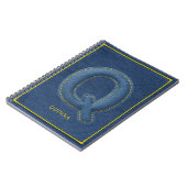 Falsches Blau-Denim-gestepptes Buchstabe Q Name Mo Notizblock (Linke Seite)