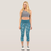 Falsches blauen Sequenzmuster Capri Leggings (Vorderseite)