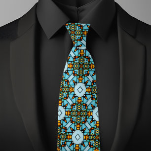 Falsches Bleiglas Gold Blau Argyle Netz Krawatte