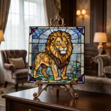 Falsches Bleiglas-Majestätischer-Löwe-Mosaik-Kunst