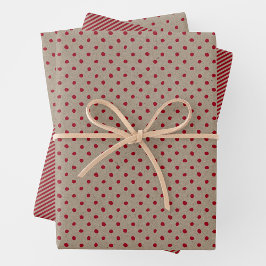 Falsches Braun- und Rotkraftpapier mit verschieden Geschenkpapier Set