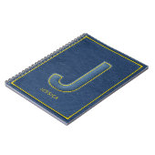 Falsches Denim Gelber Stich Monogramm J Name Notizblock (Linke Seite)