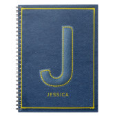 Falsches Denim Gelber Stich Monogramm J Name Notizblock (Vorderseite)