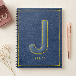 Falsches Denim Gelber Stich Monogramm J Name Notizblock