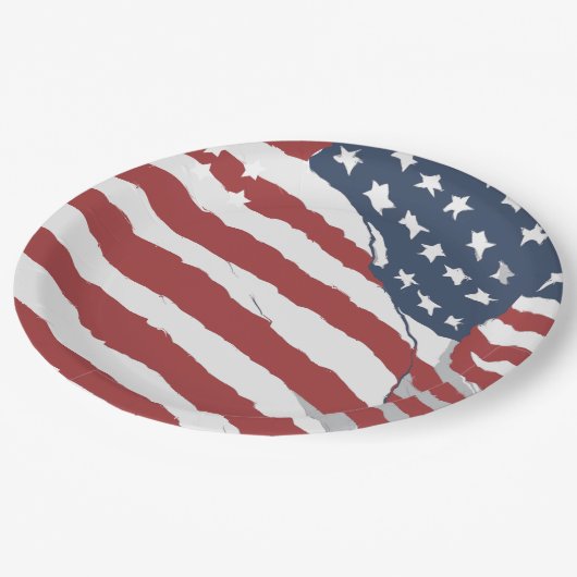 Falsches Design der US-Flagge Pappteller (Schrägansicht)