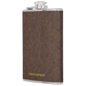 Falsches dunkelbraunes Leder-Look Flachmann (Links)