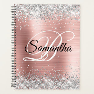 Falsches glänzendes Silber-Glitter-Blush-Rose-Foli Planer