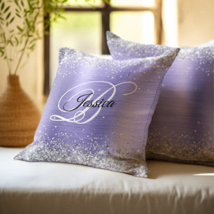 Falsches glänzendes Silber-Glitter-Periwinkle-Foli Kissen