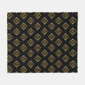 Falsches Gold-Achsen-Monogramm – Schwarz & Gold Fleecedecke (Vorderseite (Horizontal))