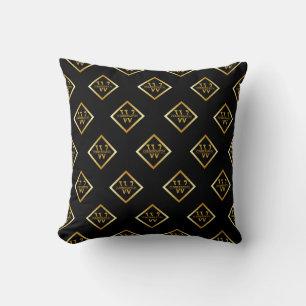 Falsches Gold-Achsen-Monogramm – Schwarz & Gold Kissen