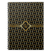 Falsches Gold-Achsen-Monogramm – Schwarz & Gold Notizblock (Vorderseite)
