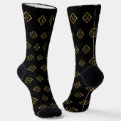 Falsches Gold-Achsen-Monogramm – Schwarz & Gold Socken (Gewinkelt)