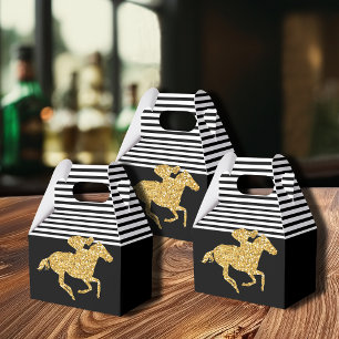 Falsches Gold-Glitter-Rennpferd Schwarz-Weiß-Strei Geschenkschachtel