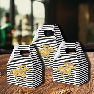 Falsches Gold-Glitter-Rennpferd Schwarz-Weiß-Strei Geschenkschachtel
