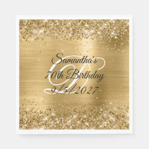 Falsches Gold-Glitter und Folie 70. Geburtstag Serviette
