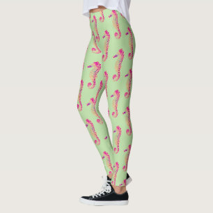 Falsches Gold-Glitter und rosa und violetter Seepf Leggings