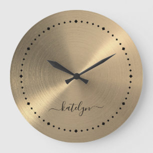 Falsches Gold-Metall-Monogramm Große Wanduhr