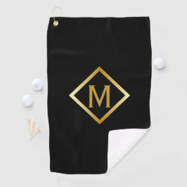 Falsches Gold-Monogramm – Schwarz & Gold Golfhandtuch