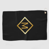 Falsches Gold-Monogramm – Schwarz & Gold Golfhandtuch (Horizontal)