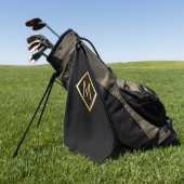 Falsches Gold-Monogramm – Schwarz & Gold Golfhandtuch (Gras)