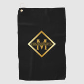 Falsches Gold-Monogramm – Schwarz & Gold Golfhandtuch (Vorderseite)