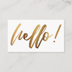 Falsches Gold Ombre Hello in Handschrift auf Weiß Visitenkarte
