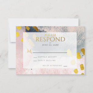 Falsches Gold-Rouge Pinkgrau Chic Abstrakt Wasserf RSVP Karte