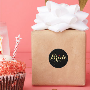 Falsches Gold-Schrift Braut Hochzeit Brautdusche S Runder Aufkleber