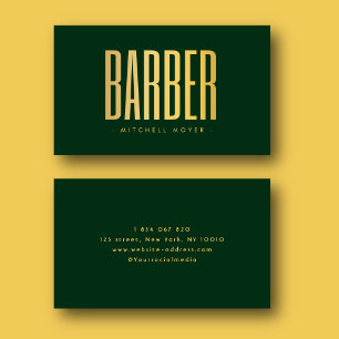 Falsches Gold und grüner Friseursalon Minimalist   Visitenkarte