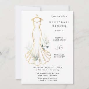 Falsches Gold und Grünzeug Hochzeitsprobe Dinner Einladung