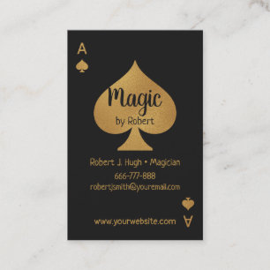 Falsches Gold und schwarzes Pik-Ass-Poker-Magier Visitenkarte