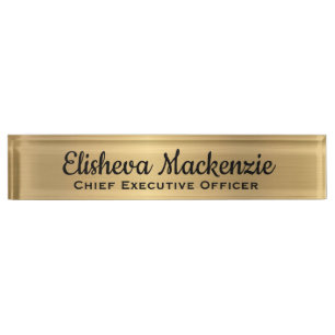 Falsches goldenes Büroschreibtisch-Schild Namenssc Namensplakette