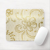 Falsches Goldfolie großes Blumen-Spitzenmuster Mousepad (Mit Mouse)
