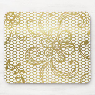 Falsches Goldfolie großes Blumen-Spitzenmuster Mousepad