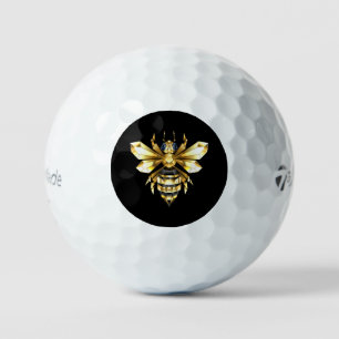 Falsches Goldfolien-Logo Biene polygonal auf Schwa Golfball