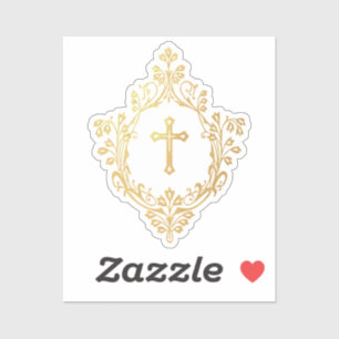 Falsches Goldkreuz im eleganten vintage religiösen Aufkleber