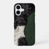Falsches grünes Leder-Kuhfell mit Flecken iPhone 16 Hülle (Rückseite)