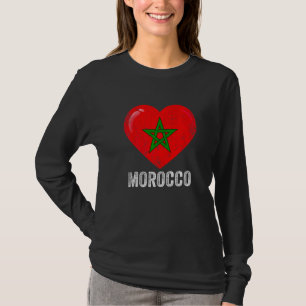 Falsches Herz Marokko Flag Männer Frauen Patrio T-Shirt