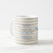 Falsches Holz Blaue Seestern Strand Kaffeetasse (Vorderseite Links)