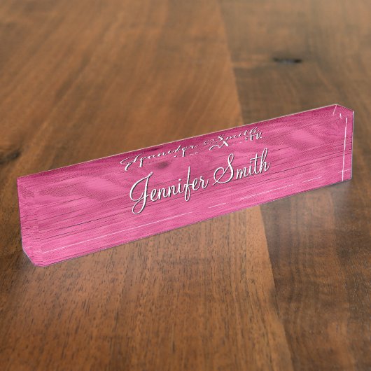 Falsches Hot-Pink-Holz Namensplakette (Seite)