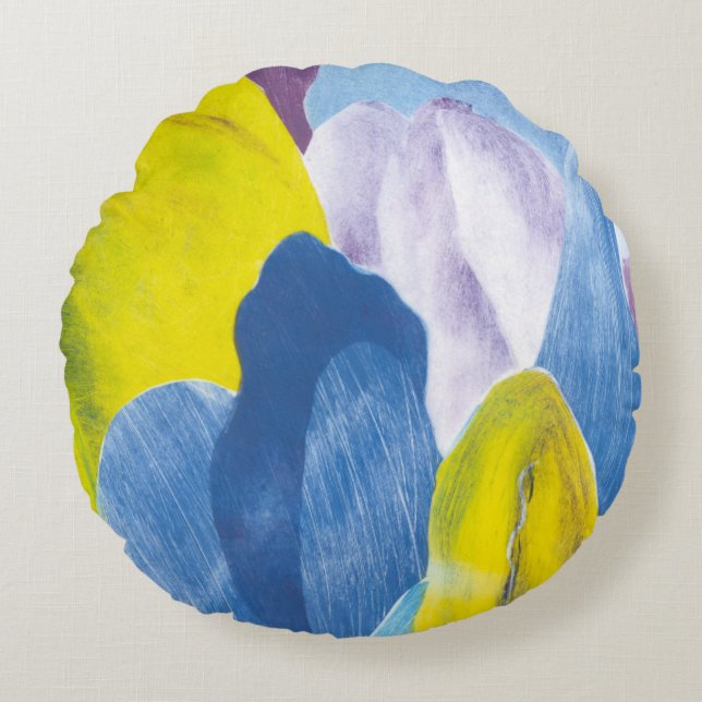 Falsches Indigo III Rundes Kissen (Vorderseite)