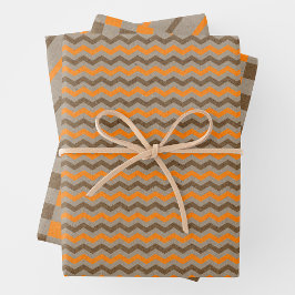Falsches Kraftpapier mit dunkelbraunen und orangen Geschenkpapier Set