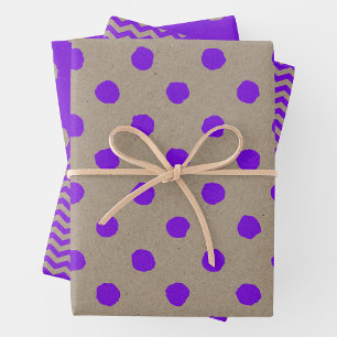 Falsches Kraftpapier mit lila Mehrfachmustern Geschenkpapier Set
