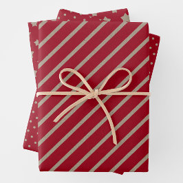 Falsches Kraftpapier mit Sternen, Streifen und Pun Geschenkpapier Set