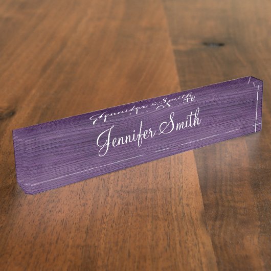 Falsches lila Holz Namensplakette (Seite)