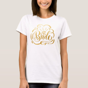 Falsches metallic-goldenes handgeschriebenes Braut T-Shirt
