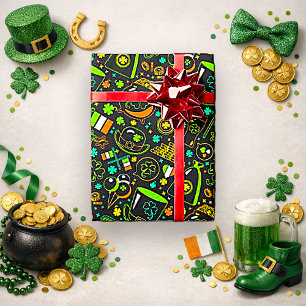 Falsches Neon-St.-Patrick's-Day-irisches Icon-Must Geschenkpapier