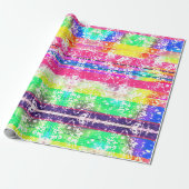 Falsches Neon Striping Papier Geschenkpapier (Ungerollt)