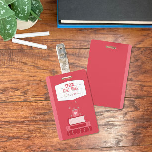 Falsches Notizbuch rotes Büro-Hall-Pass-Abzeichen Ausweis